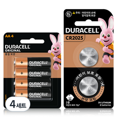 듀라셀 알카라인 건전지 AA 4p + CR2025 2p 세트, 4세트