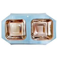 寵物夢工廠 高架雙碗組 33 x 18.8 x 9.7cm, 藍色, 1個