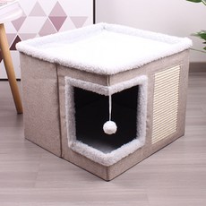 DING DONG PET 寵物可折疊貓抓板屋, 1個, 象牙白