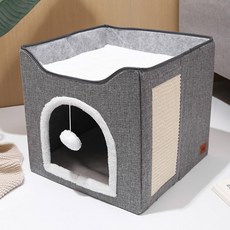 DING DONG PET 寵物折疊式貓抓板屋, 1個, 灰色