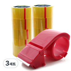 투명 박스테이프 중포장 40m x 10p + 테이프커터기, 3세트