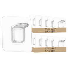 WE CHAMP 加強版無痕層板支撐托組 6 x 6 x 2.5cm 5入, 透明, 2組
