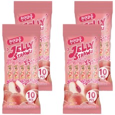 JELLY STRAWS 寒天果凍條 水蜜桃口味 10條入, 4袋, 193g