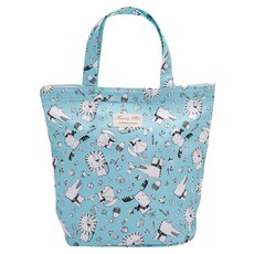 英倫風防水袋 防水包 便當袋 野餐袋 手提防水袋 底部網狀無保溫, 藍底動物園, 1個