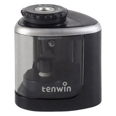 tenwin 天文 自動削鉛筆機 7.5 x 6.5 x 6.5cm 80g, 黑色 + 透明色, 1個