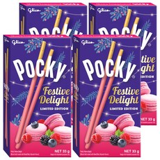 glico 格力高 Pocky 百奇 法式莓果風味棒 33g 酥脆餅乾 莓果香氣濃郁, 4盒