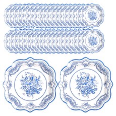 Blue Flora派對一次性紙盤 22cm, 1個, 40入