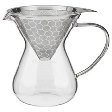 Pearl Horse 寶馬 巴魯尼雙網手沖咖啡壺 3杯 SUS304不鏽鋼濾杯 高硼硅耐熱玻璃, 濾杯 + 玻璃壺, 400cc, 1個