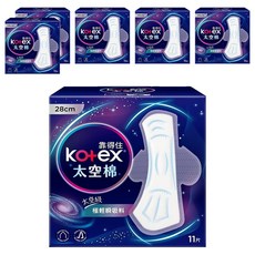 Kotex 靠得住 太空棉 輕薄衛生棉 夜用型, 28cm, 11片, 6盒