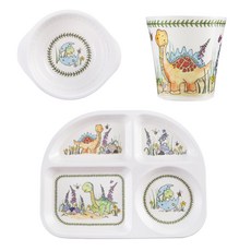 PORTmeIRION 波特玫琳恩 Minimerion 恐龍餐盤組, 1套, 橘色 + 綠色, 餐盤 + 碗 + 杯子