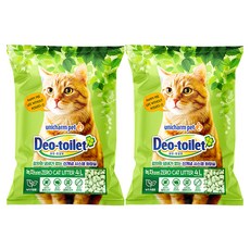유니참데오토일렛 비응고형 감자 없는 Zero 고양이 모래, 4L, 2개, 녹차향