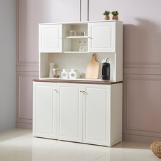 다이닝 1200 주방수납장 도어형 + 상부수납장 세트 방문설치, 아이보리