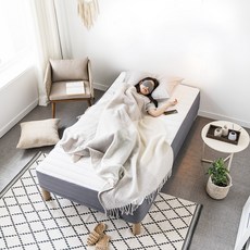 레이디가구 론 독립 포켓 매트리스 일체형 침대 방문설치, 그레이