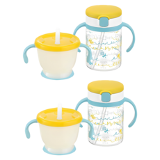 Richell 利其爾 AQ 第一步馬克杯 150ml + 吸管杯 200ml 套組, 黃色, 2套