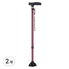 펠리스제이 보행 보조 어르신 지팡이, 핑크라이트 네발, 2개