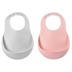 BEABA 矽膠圍兜, 粉灰色, 2件, 1組