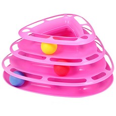 고양이 3층 볼 턴테이블 장난감, 핑크, 1개