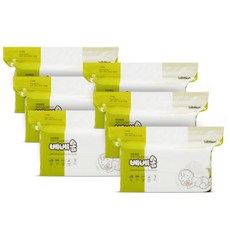 베베솜 표백 건티슈 순면 아기물티슈 리필형, 60g, 100매, 6개