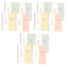 뭉구 보바 2분할 수학 연습장 4종 세트, 그레이,그린, 핑크. 옐로우, 3세트