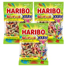 하리보 웜즈 사우어 젤리, 80g, 3개