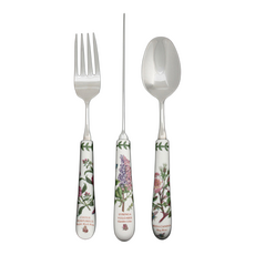 PORTmeIRION 波特玫琳恩 西式餐具單人組, 叉子 + 刀 + 湯匙, G型 銀色, 1組