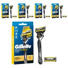 Gillette 吉列 Pro Shield黃色手動刮鬍刀手把+刮鬍刀片 2入組, 5套