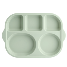 sillymann 孩童鉑金矽膠分格餐盤 WSB2632, 奶油綠色, 單品, 1個