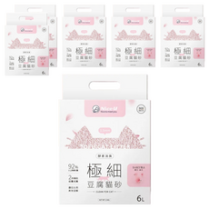 Nice u 毛樂趣 極細1.5mm酵素消臭豆腐貓砂 (櫻花) 6L(2.5公斤±10%), 36L, 1組