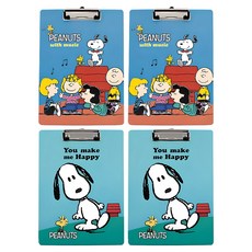 피너츠 스누피 클립보드 A4, 랜덤 발송, 4개
