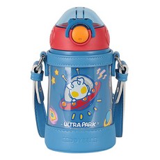 BEDDYBEAR 杯具熊 316不鏽鋼鴨嘴吸管保溫杯, UPARK的•賽羅飛船 藍色, 380ml, 1個