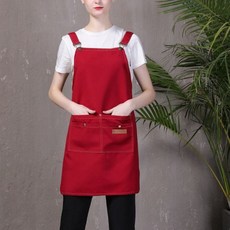 Ticurst 圍裙 咖啡師 幼兒園 廚房 咖啡廳 餐廳 基本雙口袋, 1個, 酒紅色