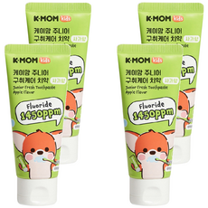 MOTHER-K K-MOM 植萃兒童蜂膠含氟牙膏 1450ppm含氟量 蘋果口味 60g 護齒4入組, 1組