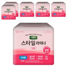 디펜드 여성용 스타일 라이너 무향 슈퍼롱, 21매입, 6개