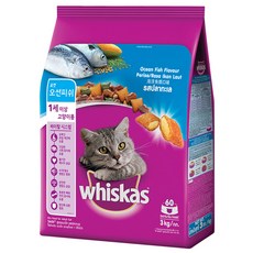 위스카스 고양이 포켓 오션피쉬 기능성 사료, 눈물개선/눈건강, 3kg, 1개