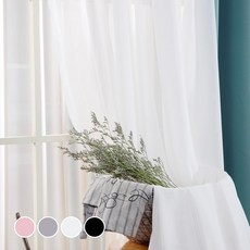 The Zari 雪紡窗簾 附窗簾綁帶1個+窗簾鉤10個, Soft white, 1組