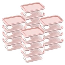 KAZT Simple Cook可微波長方形冷凍白飯保鮮盒 淺粉色, 16個, 400ml
