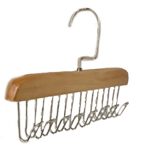 沐慕家居 木質防滑收納多勾內衣衣架, 原木色, 四入, 1組