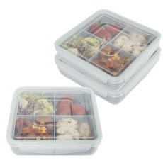 Nanu Dam 4格密封便當盒 天藍色, 1組, 1.3L 3個