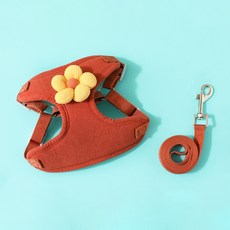 PASTEL PET 寵物大花朵亮點胸背帶套組, 紅色, 1套