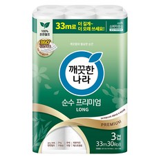 KleanNara 可綠納樂 3層 天然紙漿 純粹 優質衛生紙, 33m, 1個, 30入