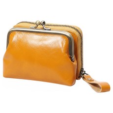 真皮頭層油蠟牛皮2合1口金包卡片零錢包 LH902