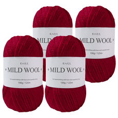 Knitt 柔和羊毛 100g, 4個, 16暗紅色