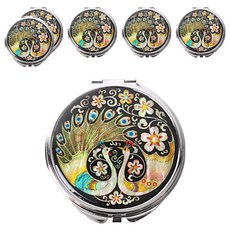 螺鈿漆器貝殼圓形手拿鏡, 孔雀, 6個