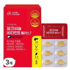 케어란스 7중 복합 기능성 밀크씨슬 비타민B 플러스 7 5.4g, 3개, 6정