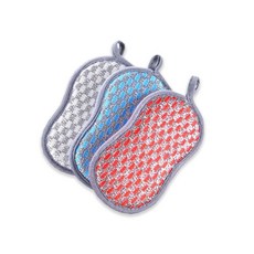 블루선 체크 수세미 3종 세트, 1세트