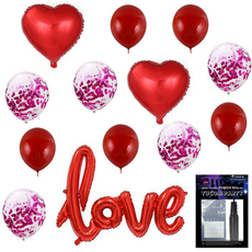 TUCO.B LOVE 裝飾氣球 + 手動打氣筒 + 固定膠帶組, 紅色, 1套