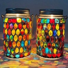 VISANG 應急彩色玻璃 LED 太陽能庭院燈 2 件裝, 紅色的