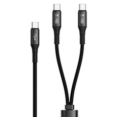 AIDOGA 艾迪伽 LED 爵士 140W 一分二 QC5.0 USB-C TO Type-C PD充電傳輸快充線, 黑色, 150cm, 1條