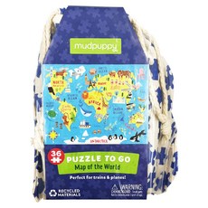 mudpuppy 世界地圖 36片 隨身拼圖，適合火車和飛機, 1組