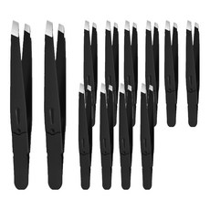 ELOVE 粉彩眉毛鑷子 美容鑷子 拔毛夾, 12個, 黑色